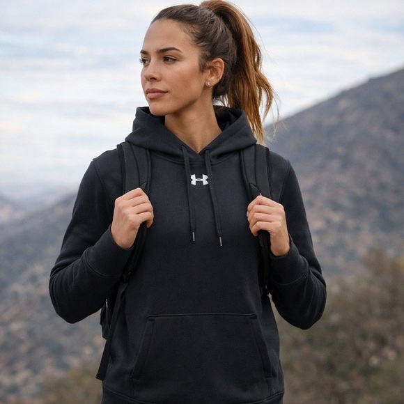 Under Armour Tops - Under Armour Women's Hustle Hoodie Black | White LG